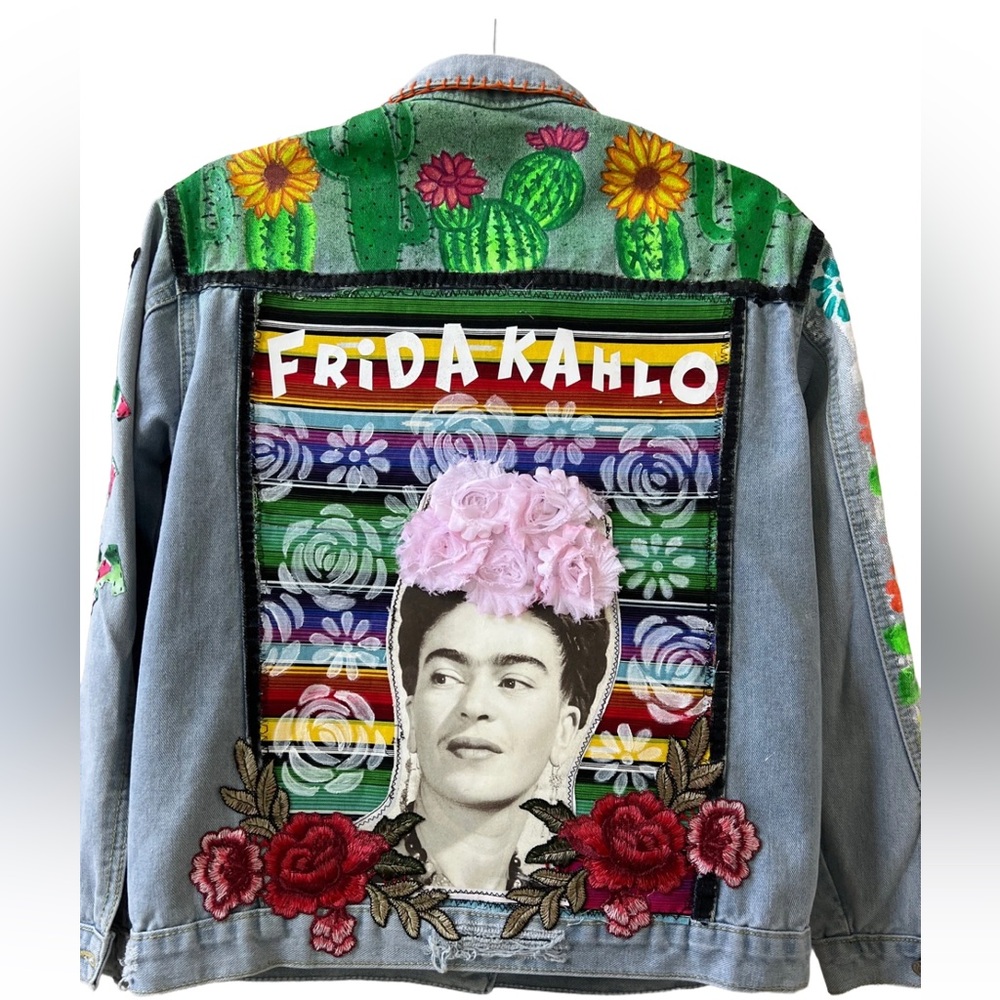 Frida Kahlo inspired denim jacket